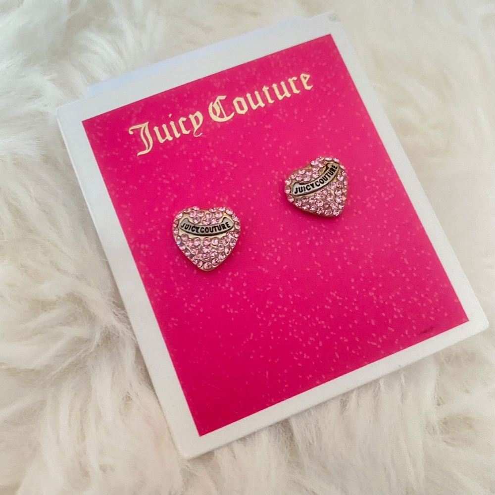 Juicy Couture Crystal Pink Heart Earrings NWT